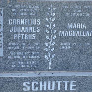 SCHUTTE Cornelius Johannes Petrus 1922-1994 &amp; Maria Magdalena 1930-