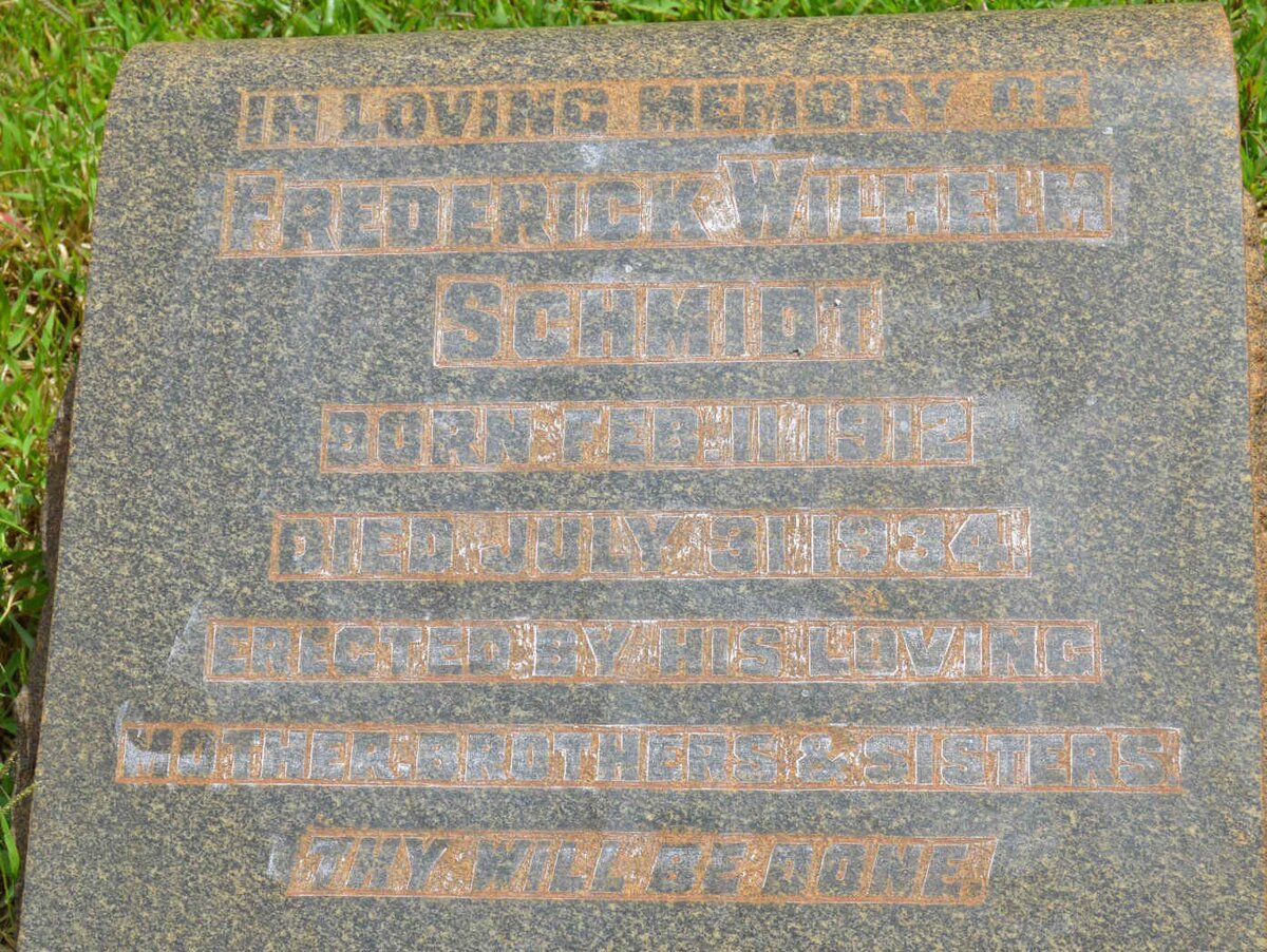 SCHMIDT Frederick Wilhelm 1912-1934