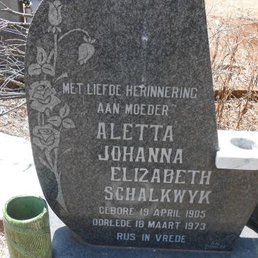 SCHALKWYK Aletta Johanna Elizabeth 1905-1973