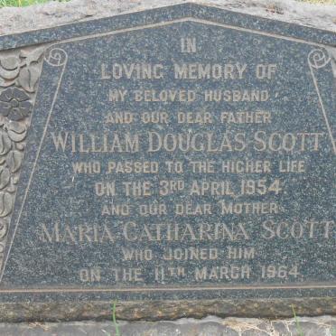 SCOTT William Douglas -1954 &amp; Maria Catharina -1964