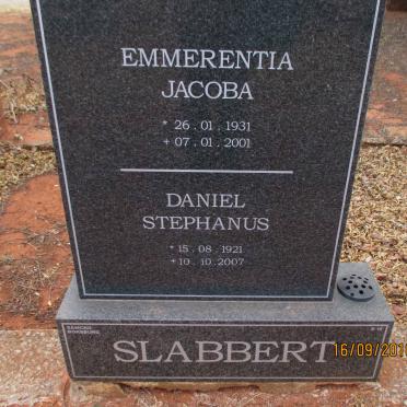 SLABBERT Daniel Stephanus 1921-2007 &amp; Emmerentia Jacoba 1931-2001