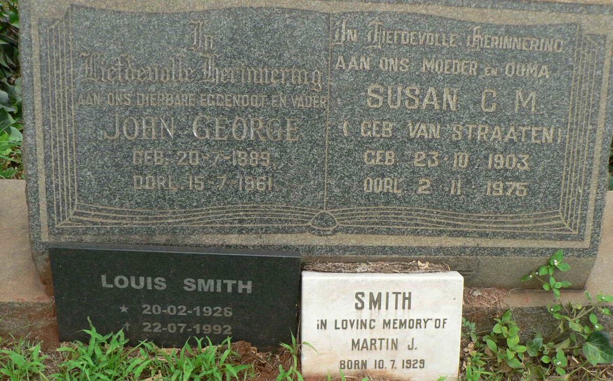 SMITH John George 1889-1961 &amp; Susan C.M. VAN STRAATEN 1903-1975 :: SMITH Louis 1926-1992 :: SMITH Martin J. 1929-