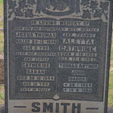SMITH Thomas Arthur 1894-1980 &amp; Aletta Cathrine 1906-1965 :: SMITH Jozua Thomas -1938 :: SMITH Cathrine Sarah -1944