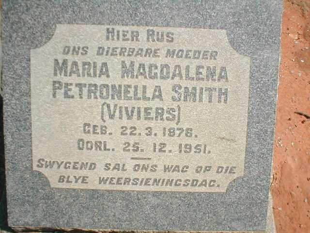 SMITH Maria Magdalena Petronella nee VIVIERS 1876-1951