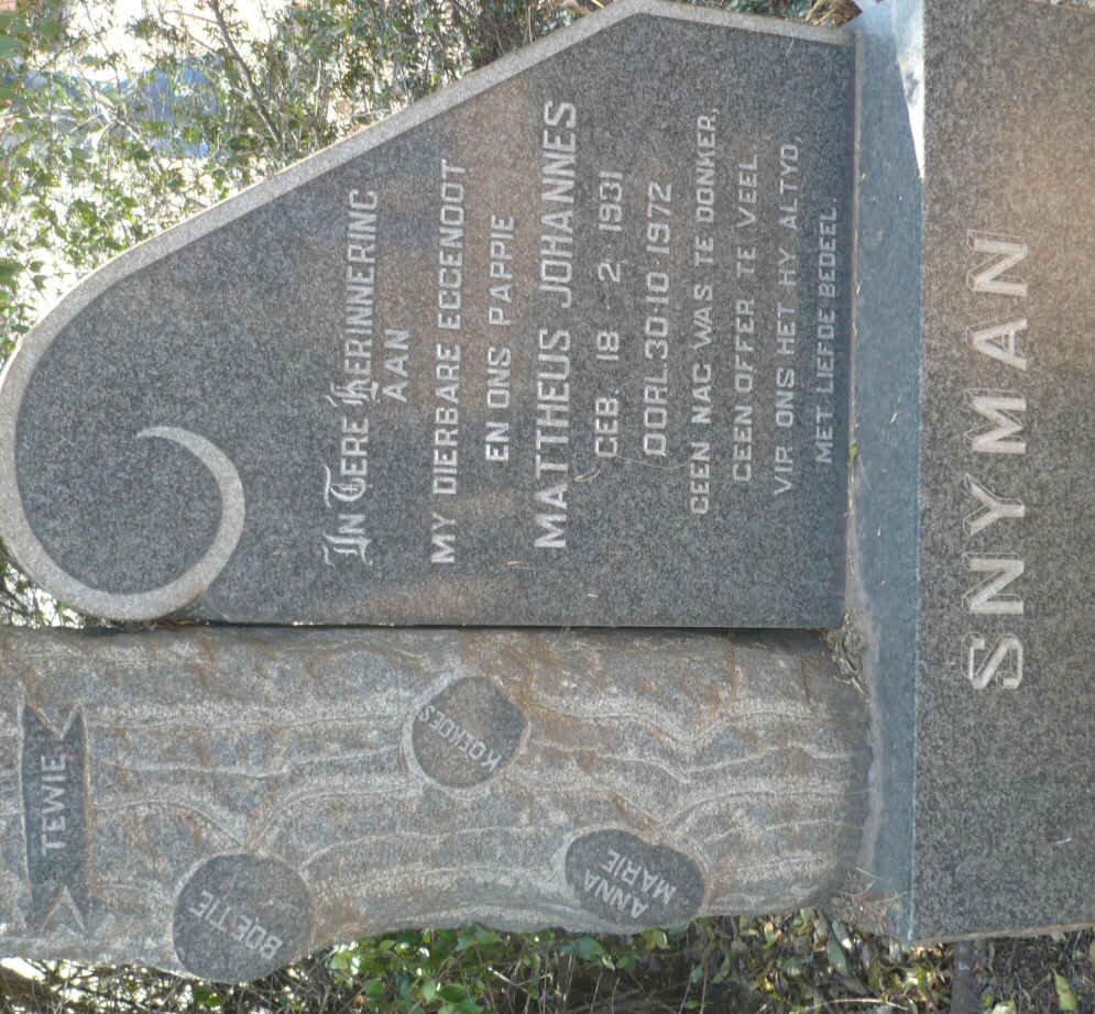 SNYMAN Mattheus Johannes 1931-1972