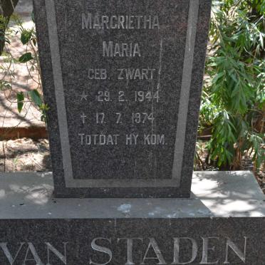 STADEN Magrietha Maria nee ZWART, van 1944-1974