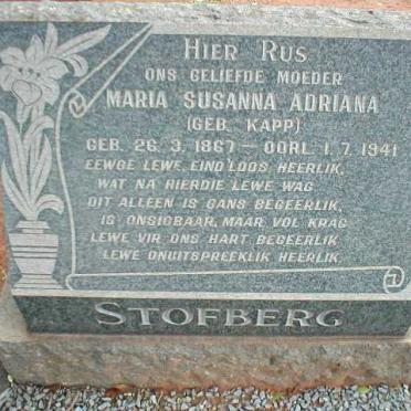 STOFBERG Maria Susanna Adriana nee KAPP 1867-1941