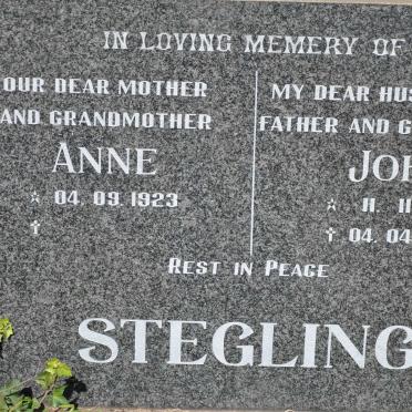 STEGLING John 1919-1998 &amp; Anne 1923-