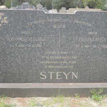 STEYN Johannes Frederick 1889-1952 &amp; Paulina Rosa 1891-1950