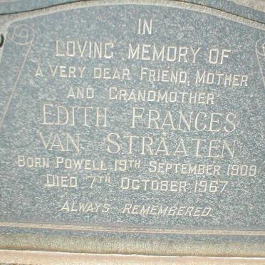 STRAATEN Edith Francis, van nee POWELL 1909-1967