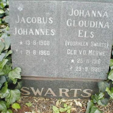 SWARTS Jacobus Johannes 1908-1960 &amp; Johanna Gloudina ELS formerly SWARTS  nee V.D. MERWE 1916-1980