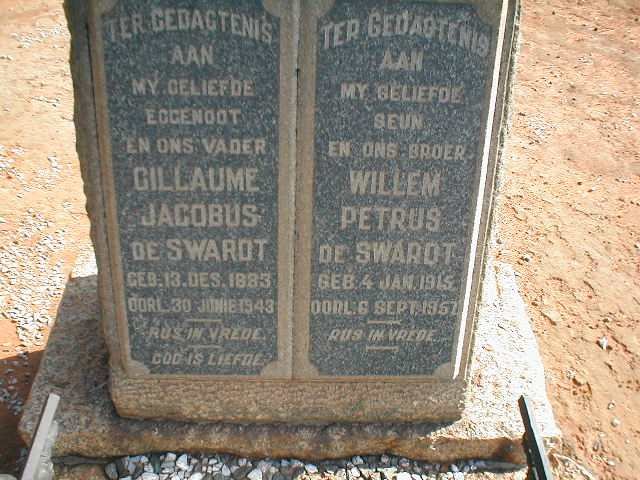 SWARDT Gillaume Jacobus, de 1883-1943 :: DE SWARDT Willem Petrus 1915-1957
