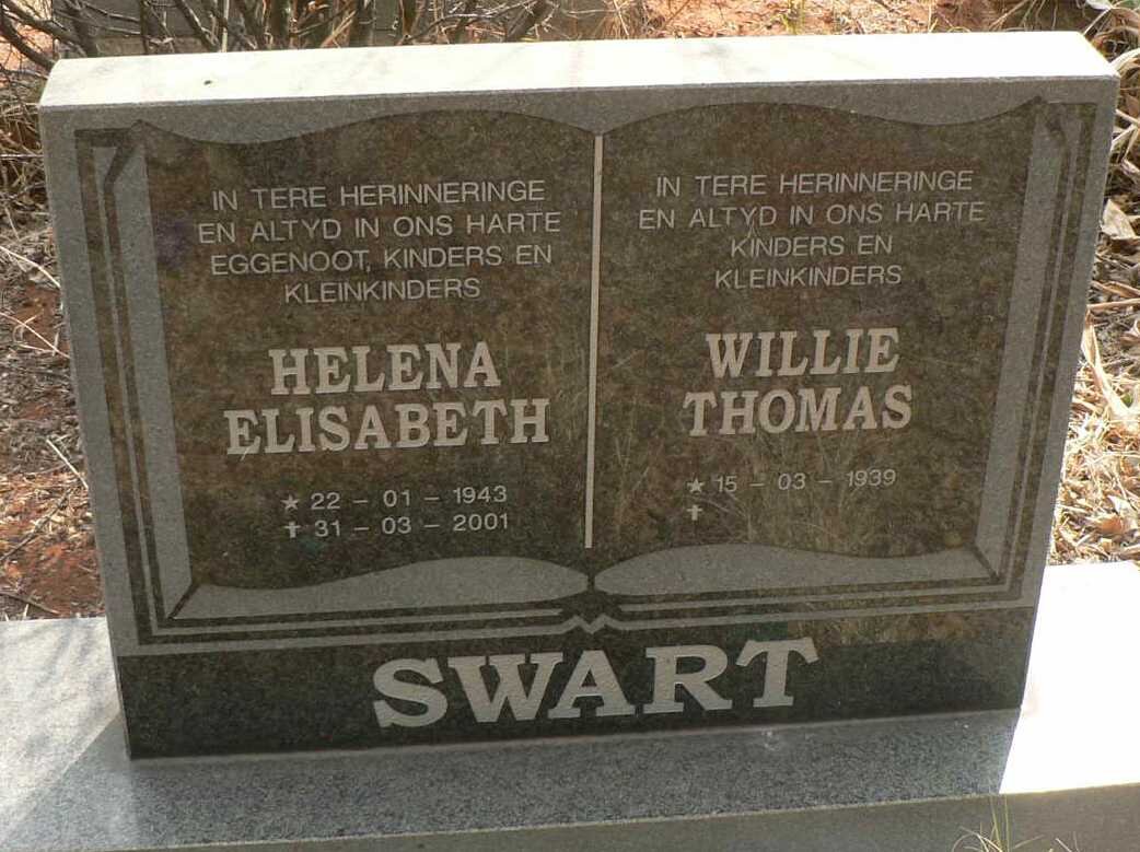 SWART Willie Thomas 1939- &amp; Helena Elisabeth 1943-2001