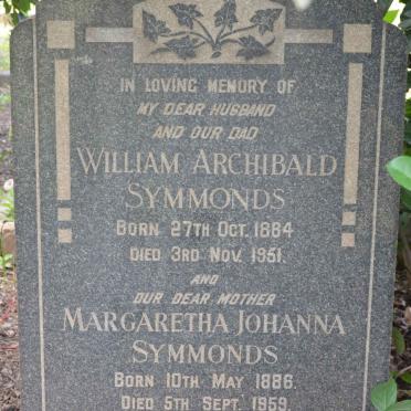 SYMMONDS William Archibald 1884-1951 &amp; Margaretha Johanna 1886-1959