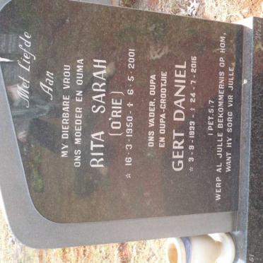 SELINDA Gert Daniel 1933-2015 &amp; Rita Sarah 1950-2001