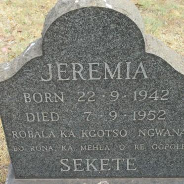 SEKETE Jeremia 1942-1952