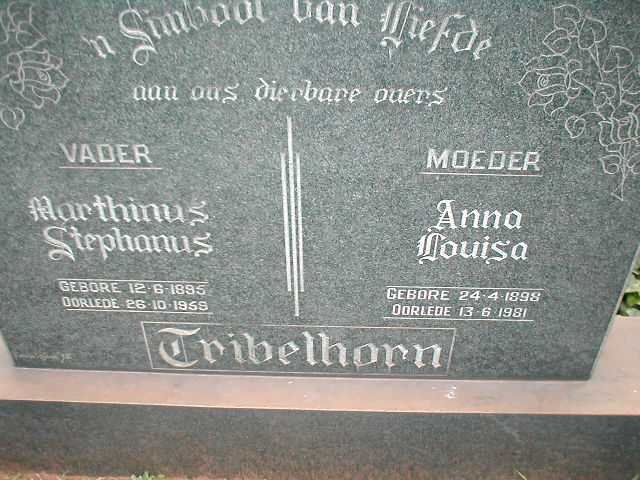 TRIBELHORN Marthinus Stephanus 1895-1959 &amp; Anna Louisa 1898-1981