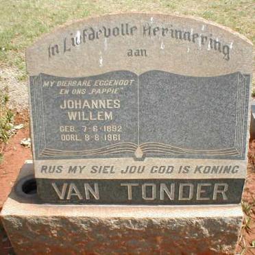 TONDER Johannes Willem, van 1892-1961