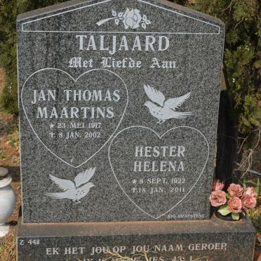 TALJAARD Jan Thomas Maartins 1917-2002 &amp; Hester Helena 1922-2011