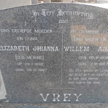 VREY Willem Adriaan 1898-1967 &amp; Elizabeth Johanna MEIRING 1902-1987