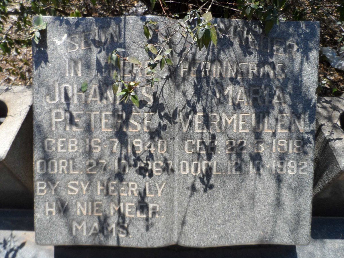 VERMEULEN Maria 1918-1992 :: PIETERSE Johannes 1940-1967