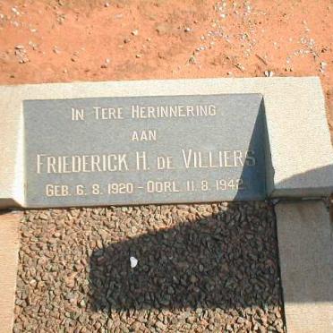VILLIERS Friederick H., de 1920-1942