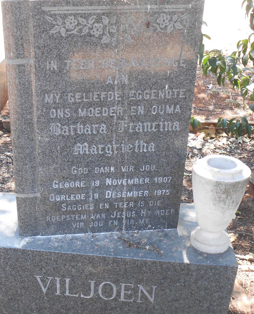 VILJOEN Barbara Francina Margrietha 1907-1975