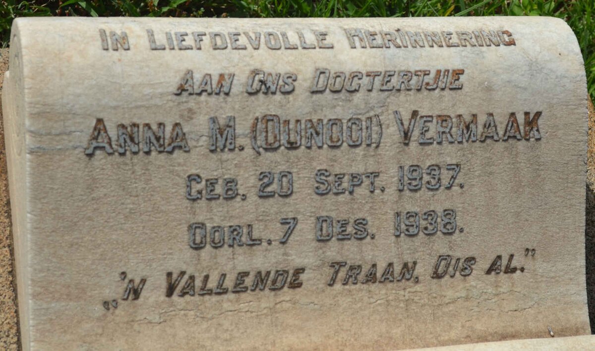 VERMAAK Anna M. 1937-1938