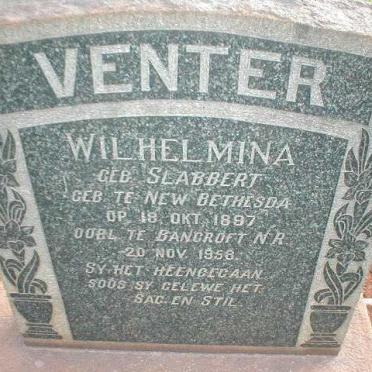 VENTER Wilhelmina nee SLABBERT 1897-1958
