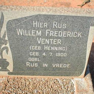 VENTER Willem Frederick nee HENNING 1900-