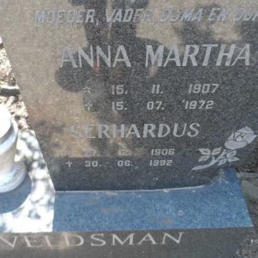 VELDSMAN Gerhardus 1906-1992 &amp; Anna Martha 1907-1972