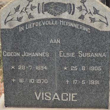 VISAGIE Gideon Johannes 1894-1970 &amp; Elsie Susanna 1905-1991