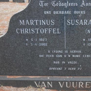 VUUREN Martinus Christoffel, van 1927-2002 &amp; Susara Sophia NEL 1928-1991 :: VAN VUUREN J.M. 1958-1996