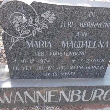 WANNENBURG Maria Magdalena nee FURSTENBURG 1924-1978