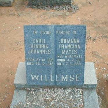 WILLEMSE Carel Hendrik Johannes 1898-1942 :: MAYES  Johanna Francina nee WILLEMSE 1901-1969