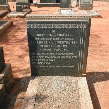 WESTHUIZEN Johannes P., v.d. 1922-1940