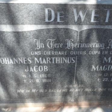 WET Johannes Marthinus Jacob, de 1908-1981 &amp; Maria Magdalena 1918-2006