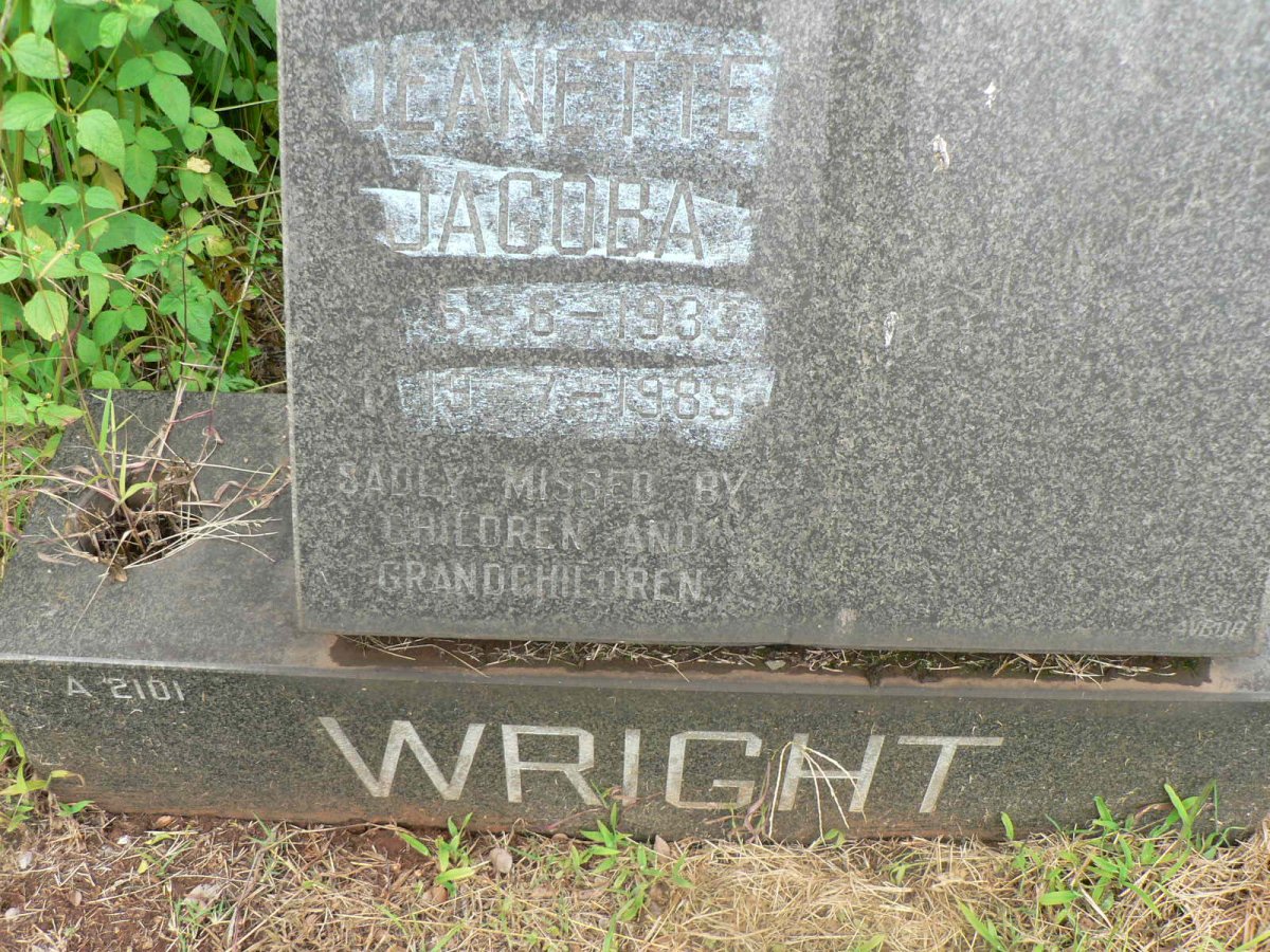 WRIGHT Jeanette Jacoba 1933-1985