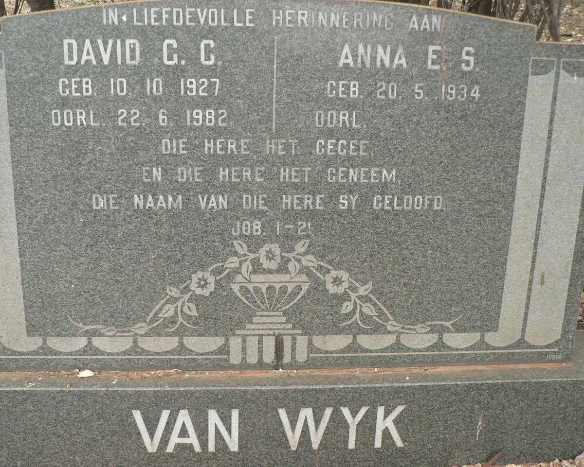 WYK David G.C., van 1927-1982 &amp; Anna E.S. 1934-