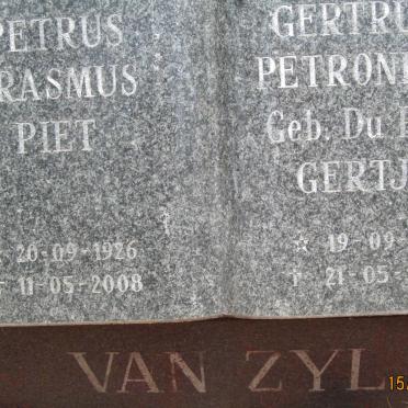 ZYL Petrus Erasmus, van 1926-2008 &amp; Gertruida Petronella DU PREEZ 1931-2007