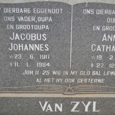 ZYL Jacobus Johannes, van 1911-1984 &amp; Anna Catharina 1920-1991