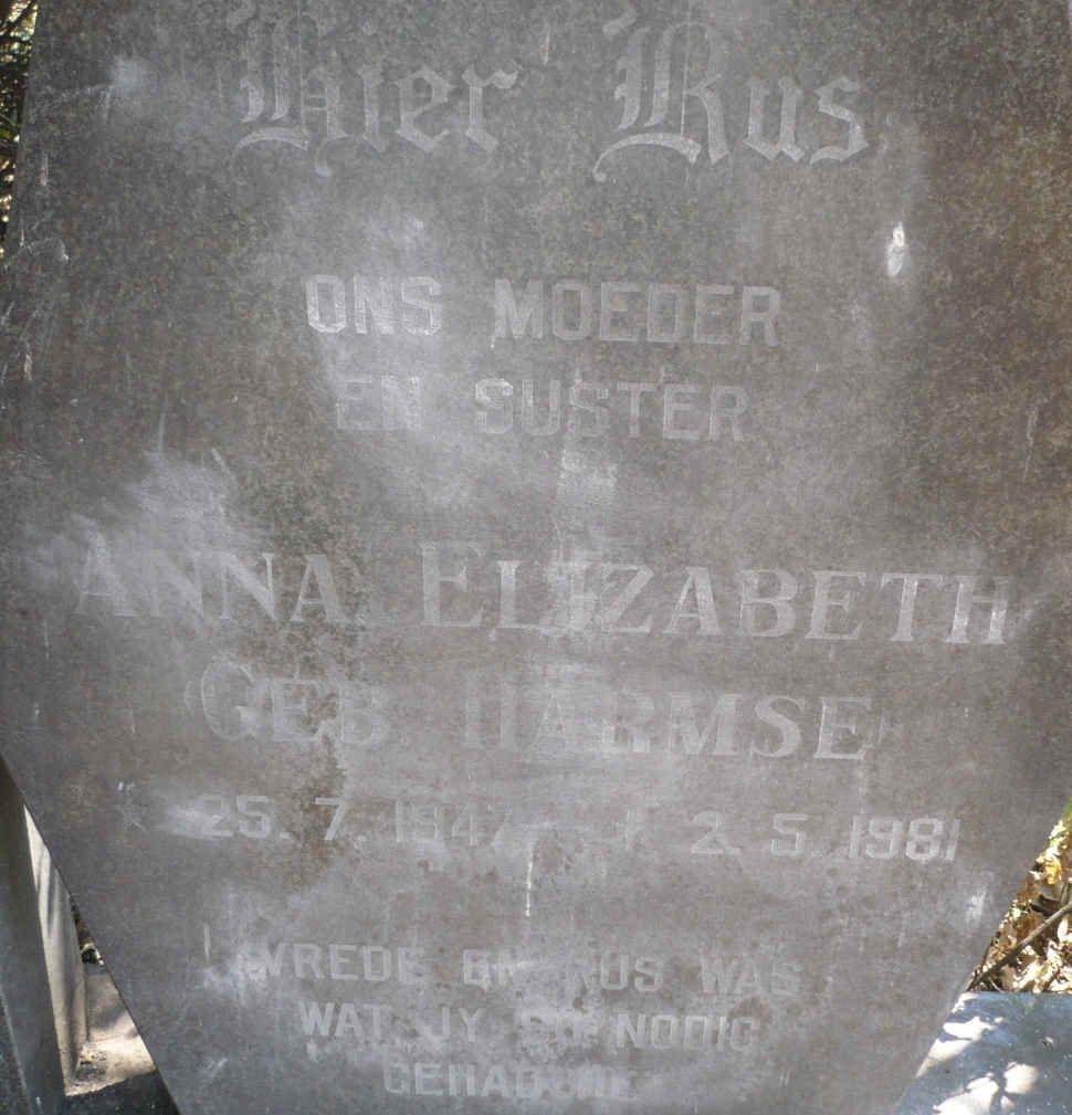 ? Anna Elizabeth nee HARMSE 1947-1981