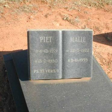 ? Piet 1921-1980 &amp; Malie 1922-1993