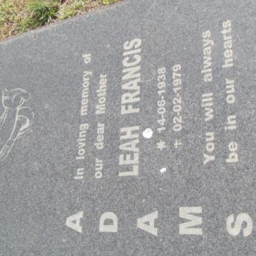 ADAMS Leah Francis 1938-1979