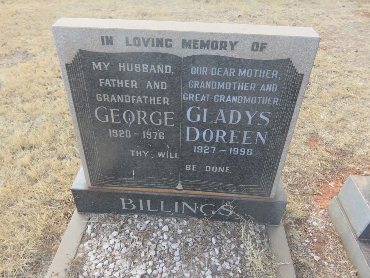 BILLINGS George 1920-1976 &amp; Gladys Doreen 1927-1998
