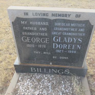 BILLINGS George 1920-1976 &amp; Gladys Doreen 1927-1998
