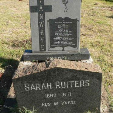 RUITERS Sarah 1890-1971 :: VANWHYE Francis 1944-1983