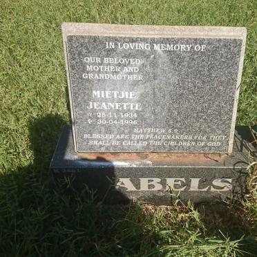 ABELS Mietjie Jeanette 1934-1996