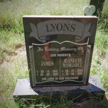 LYONS James 1941-1987 &amp; Jeanette Margaret 1940-1981