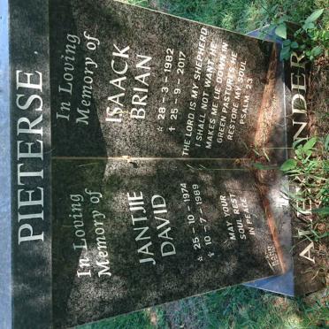 PIETERSE Jantjie David 1974-1989 :: ALEXANDER Isaack Brian 1982-2017